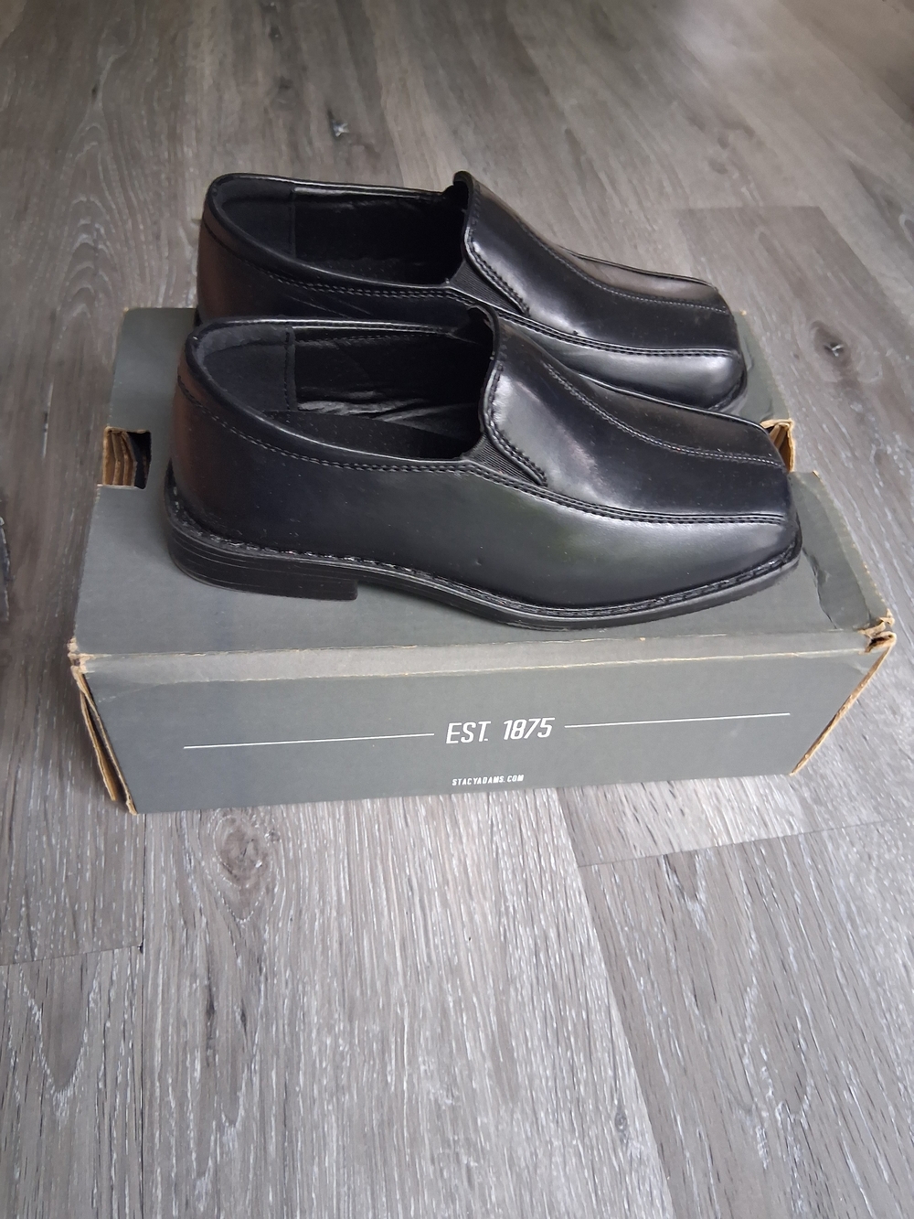 Stacy Adams Nate Kid Boys Black Leather Square Toe Slip-On Dress Shoes Size 12M